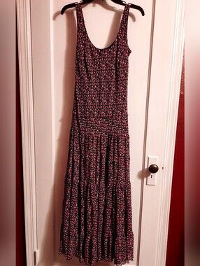 Jones New York Black and Pink Floral Sleeveless Maxi Dress